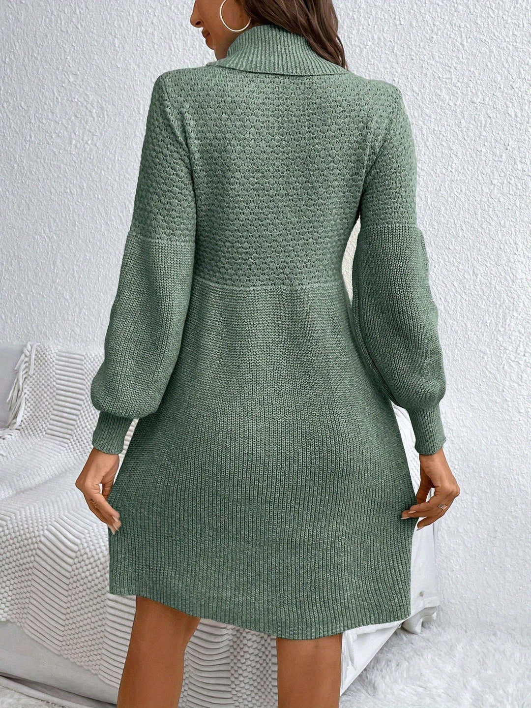 Doraine - High-Neck Knit Jumper Dress