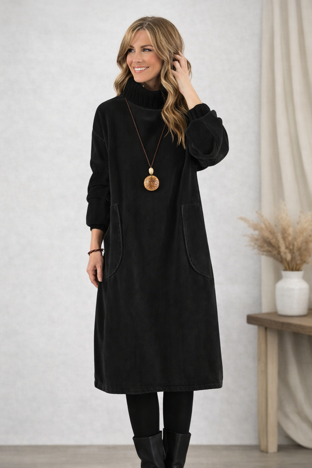 Marjorie - Roll Neck Midi Dress