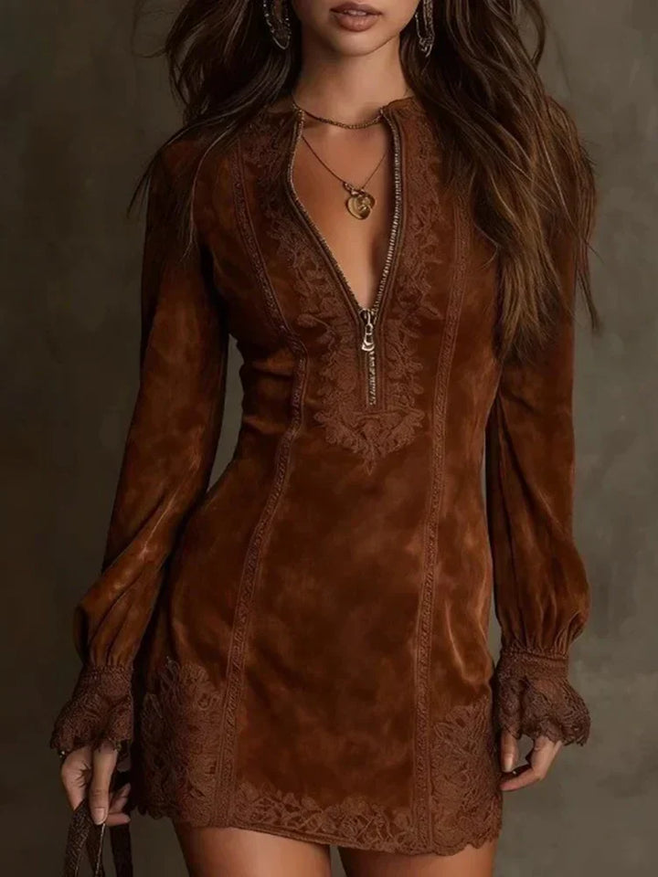 Charmaine – Lace Suede Dress