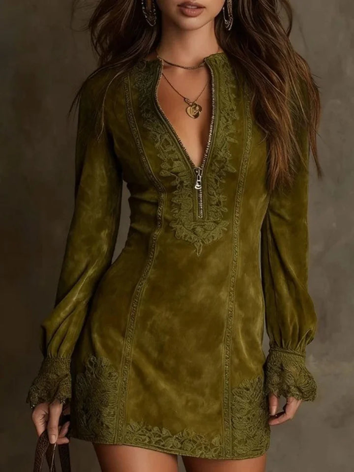Charmaine – Lace Suede Dress