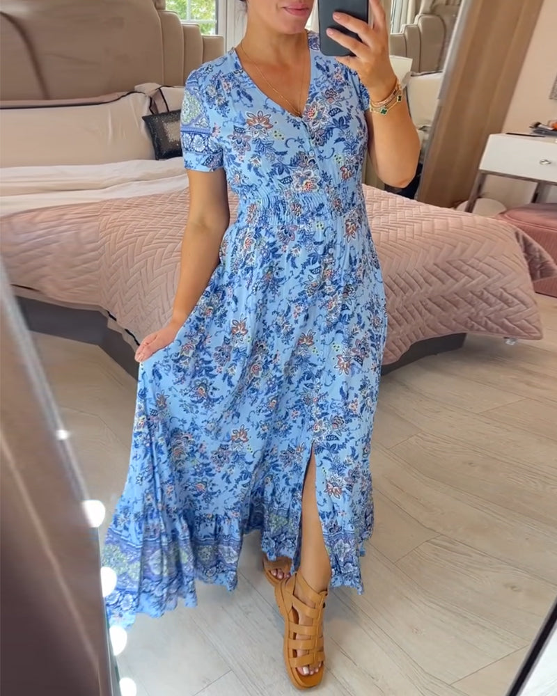 Colette | Flowy Floral V-Neck Dress