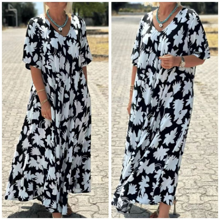 Letisia | Stylish Printed V-Neck Dress