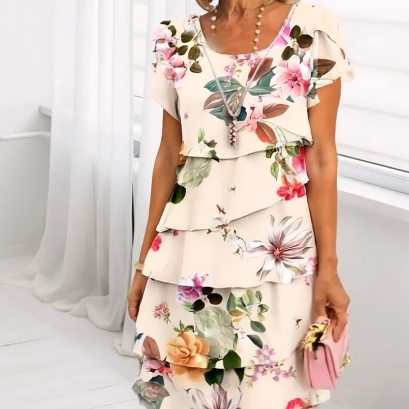 Clare | Elegant Cascade Floral Dress