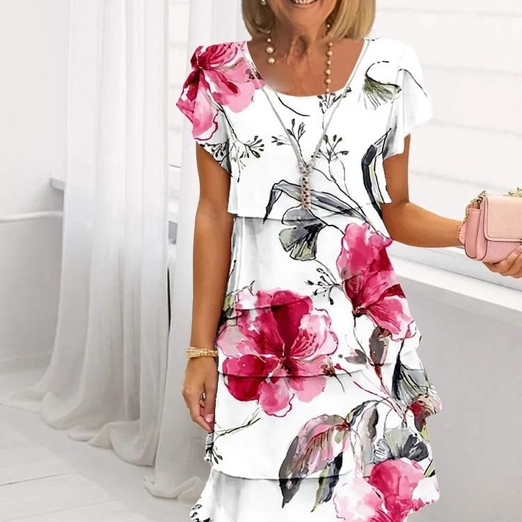 Clare | Elegant Cascade Floral Dress
